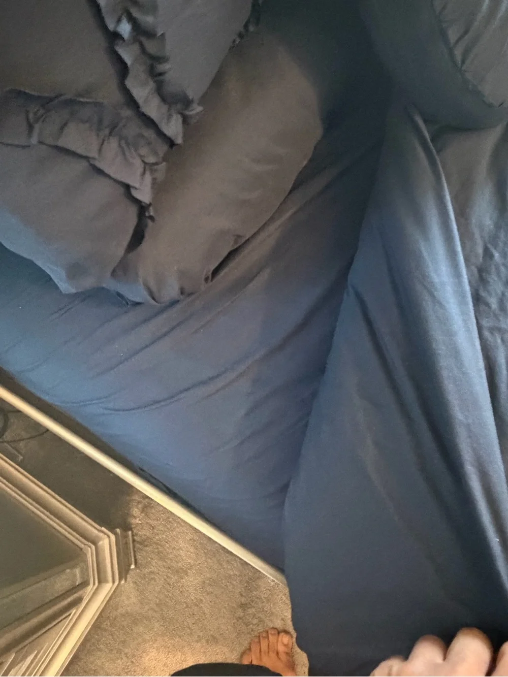 Navy Blue Ruffle Comforter Bedding Set with Decorative Pillows